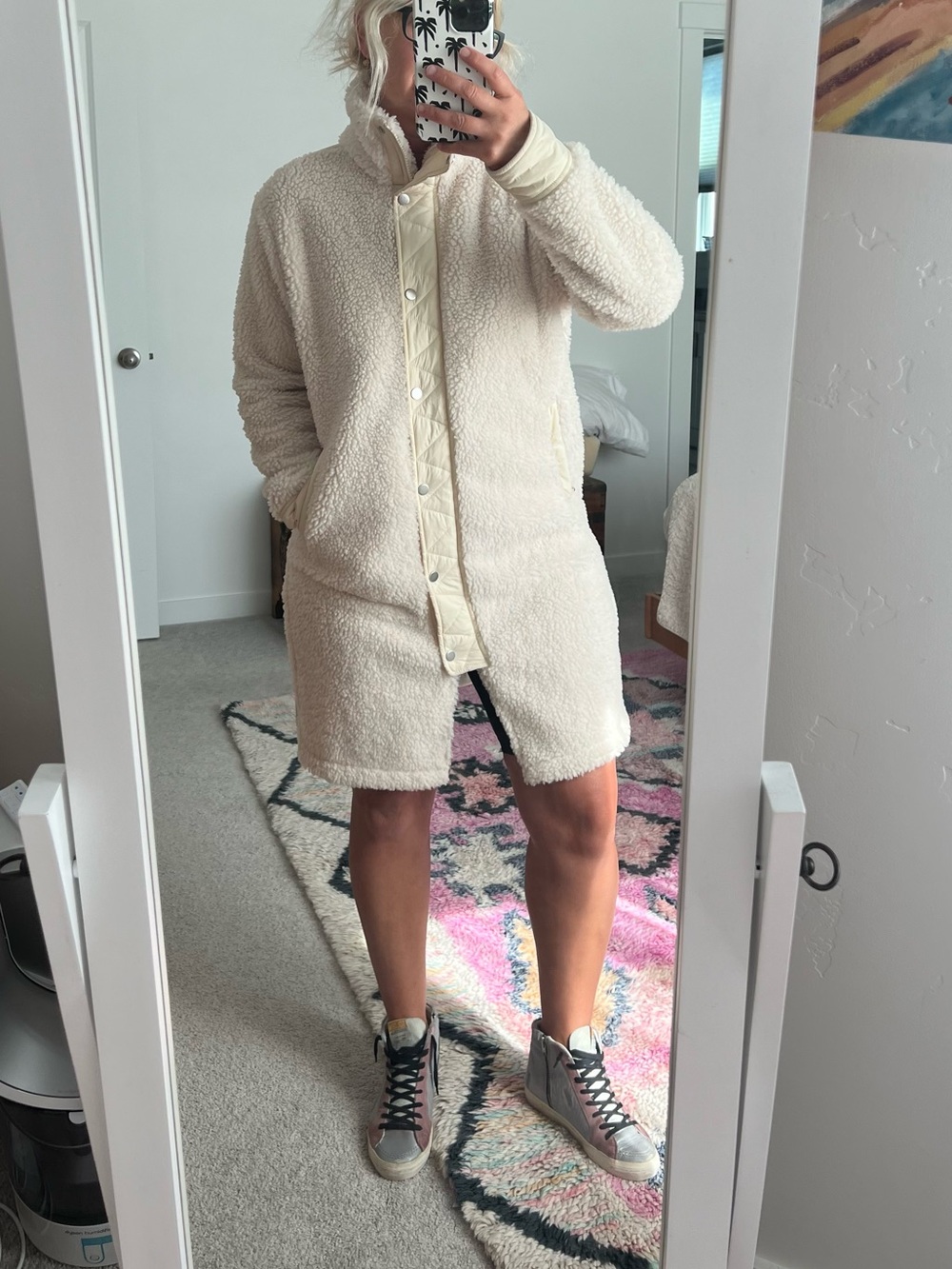 Athleta Cream Sherpa Long Teddy Coat - Picture 4 of 10